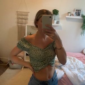 Green floral off the shoulder